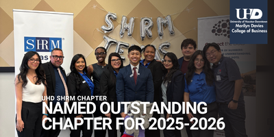 UHD SHRM student chapter group photo after winning outstnading chapter award 25-26
