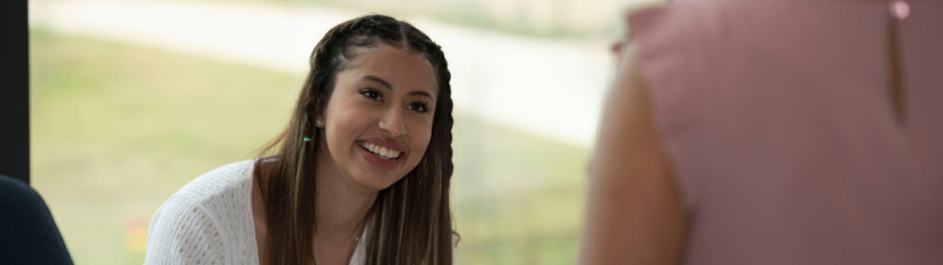 Female student interviewing