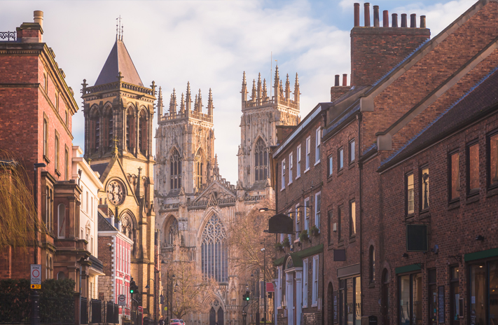 York Minster Cathedral and other historical buildings in York England