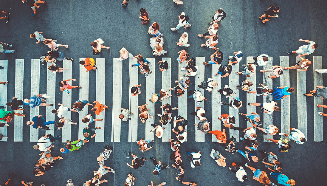 People walking in the Cross-Walk