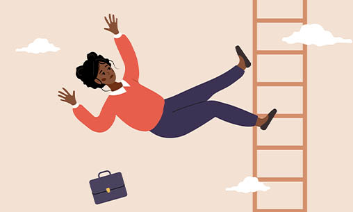 Career and Financial Loss - person falling off of the career ladder