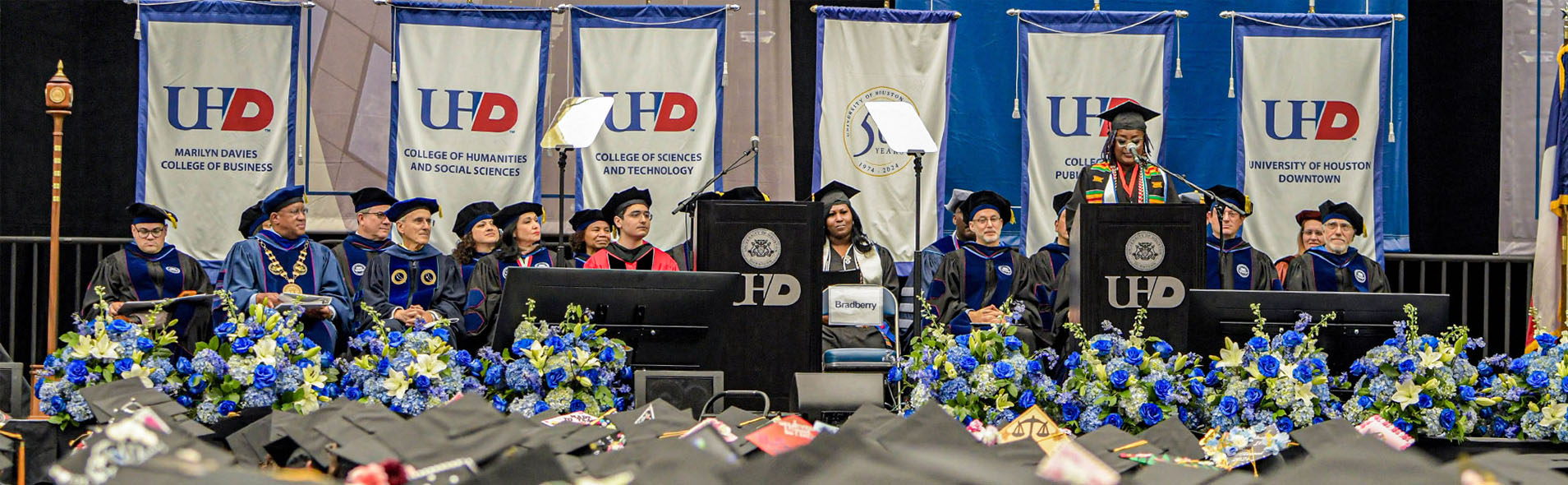 Social Work Spring '24 Graduating Student, Ardrienne Bradberry speaking at Commencement