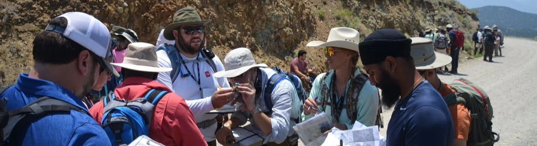 A group of students observing a sample