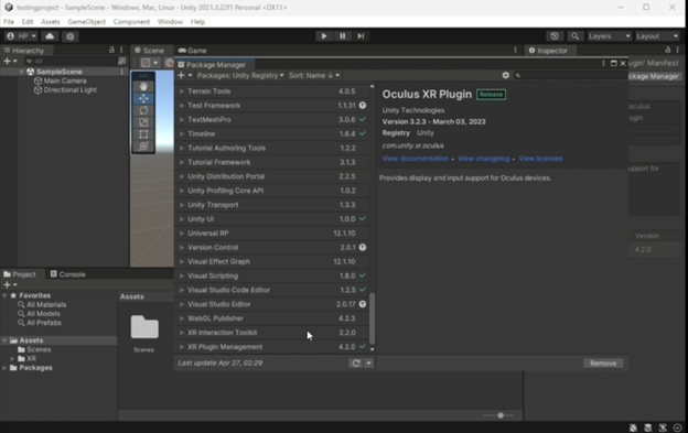 download Open Xr plugin and Xr interaction Toolkit