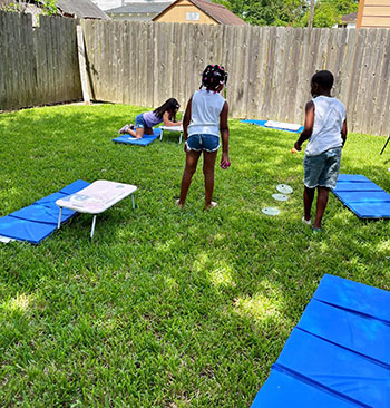 students on lawn