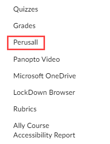 Perusall link in Course Navigation menu