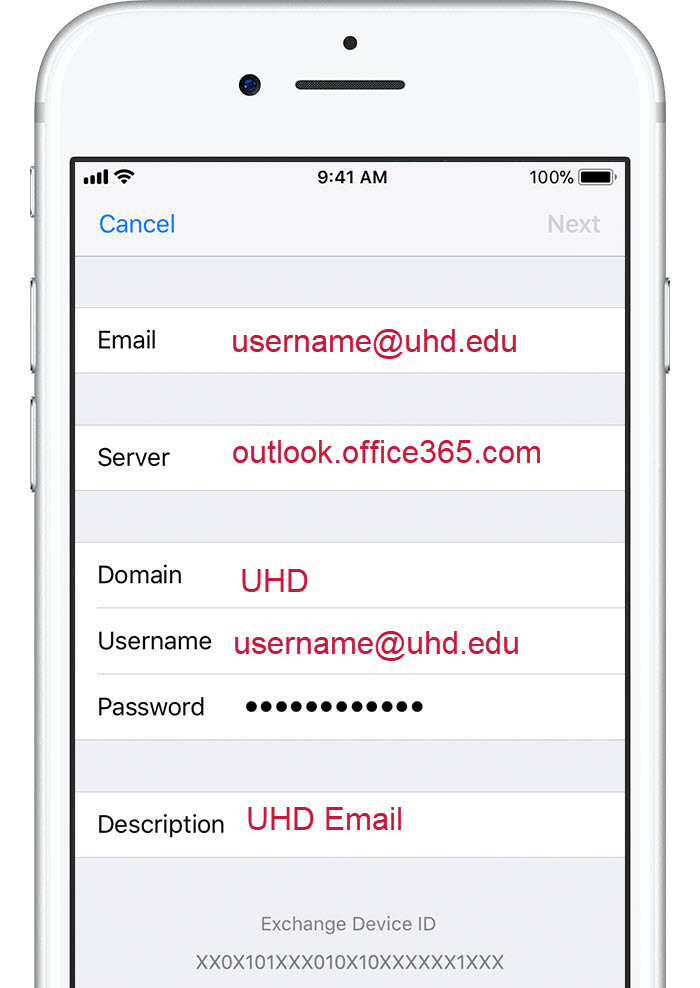 iphone email setup screenshot