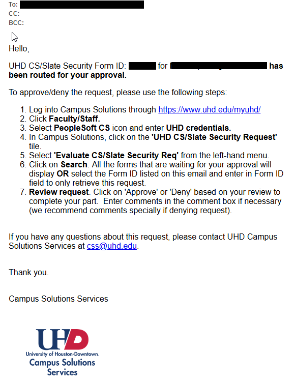 Supervisor Approval Notification email screen capture Supervisor Approval Notification email screen capture