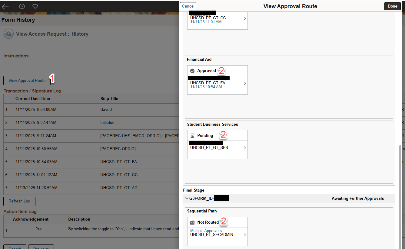 Approval Route Status - screen capture Approval Route Status - screen capture