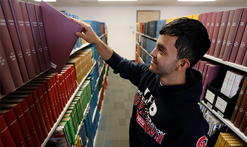 student at the library