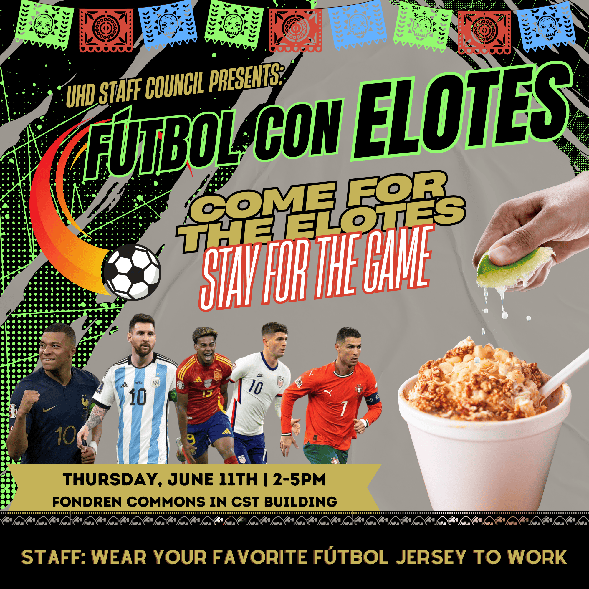 June 11th Futbol con Elotes Event Flyer