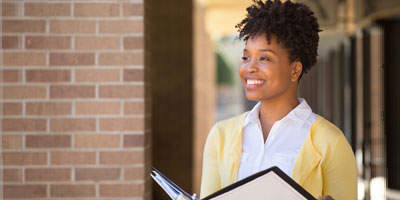 African American college student smiling