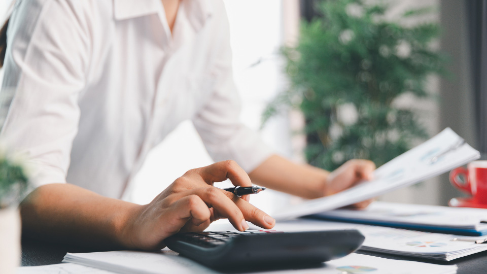 A person doing paperwork