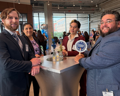 Travis Hartman-Keast (M.S., Data Analytics), Samantha Hartman-Keast (’26, Accounting), Bryan Espinosa (MBA, Supply Chain) and Daniel Rodriguez (M.A. Strategic Communications)   