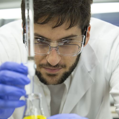 A student analyzes a chemical substance in a beaker
