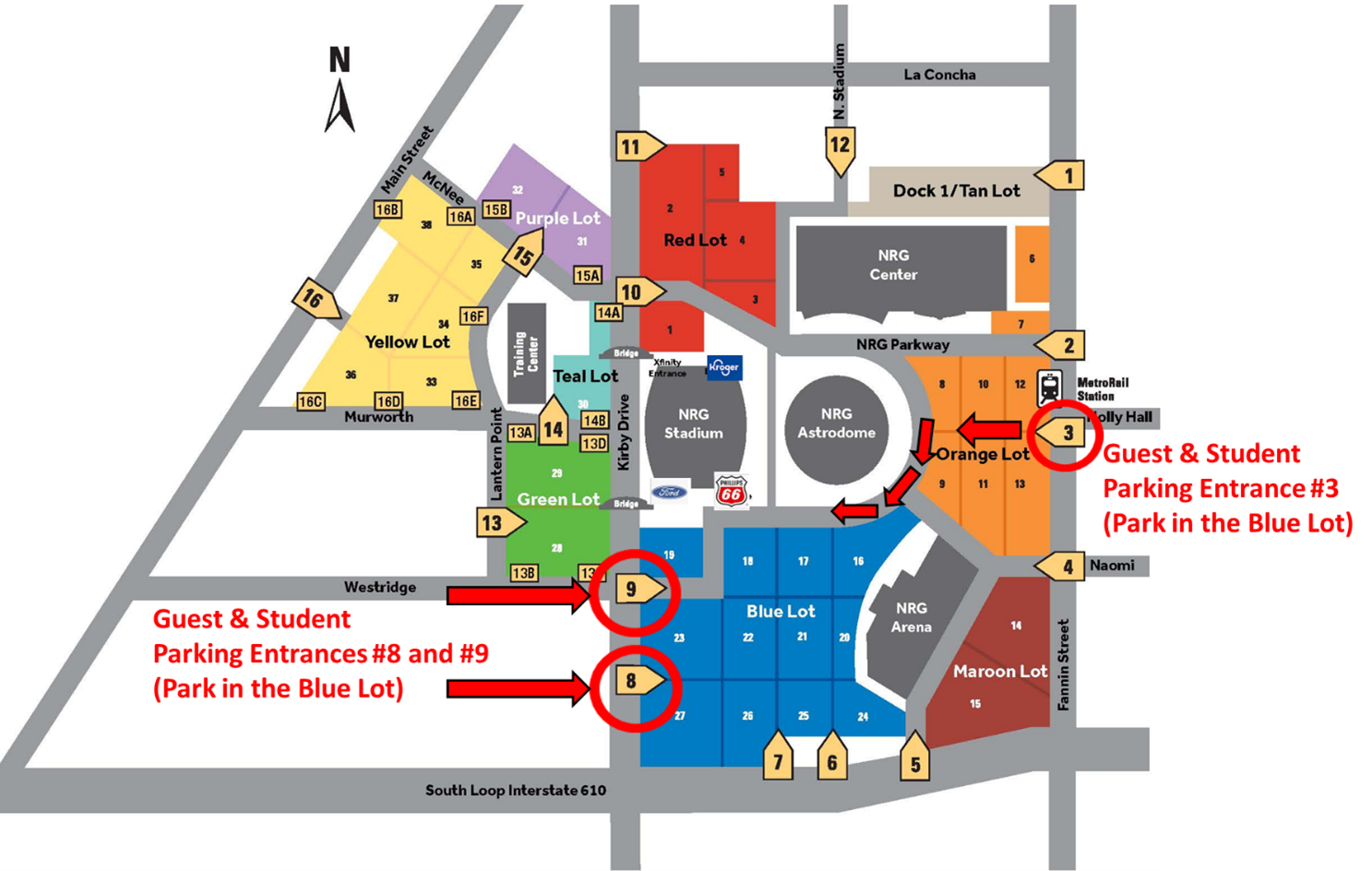 NRG Arena Parking Map