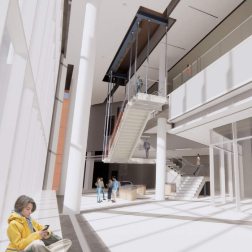 Rendering of the level 03 Welcome Center at the University of Houston-Downtown