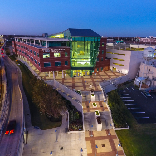 Marilyn Davies College of Business at the University of Houston-Downtown at dusk